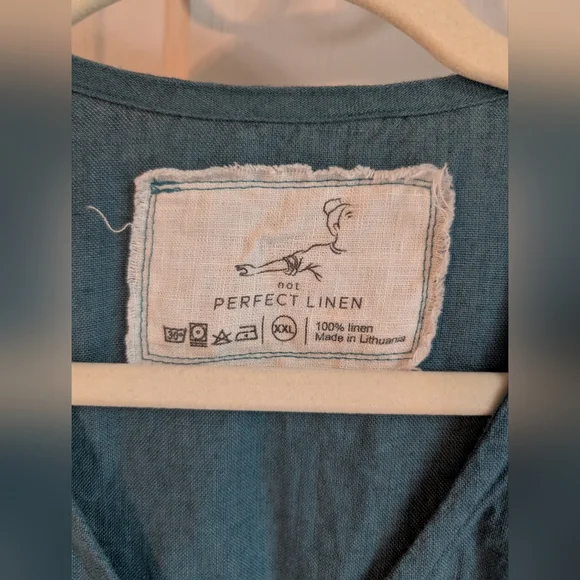 notPERFECT LINEN ISLA Top, XXL, Deep Turquoise - Picture 4 of 6